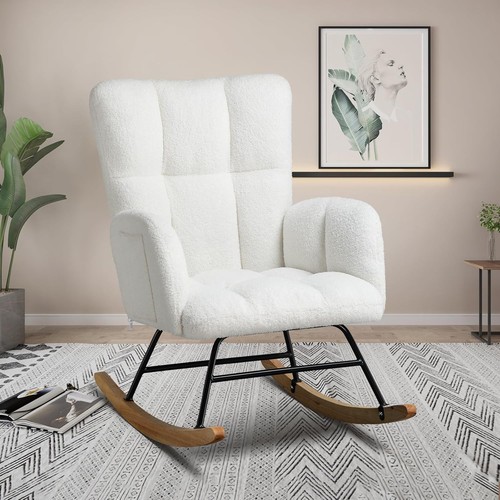 White teddy rocking chair - white,